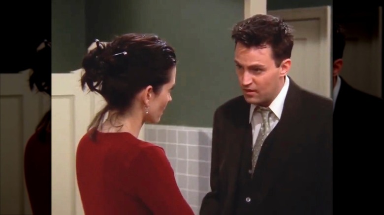 Monica Geller wearing hair sticks