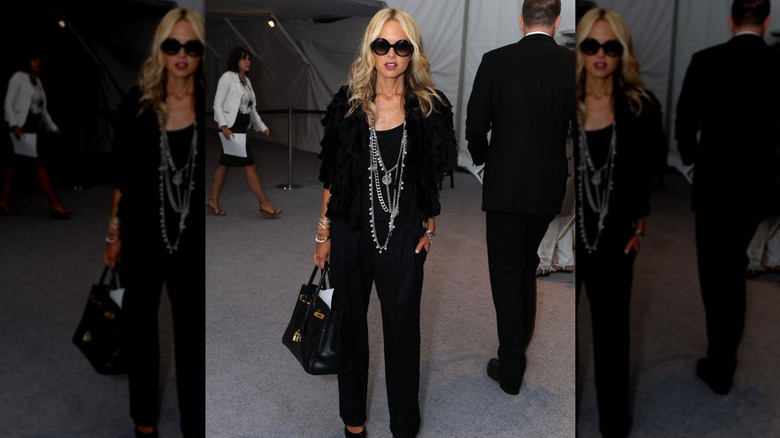 Rachel Zoe wearing an all black layered outfit