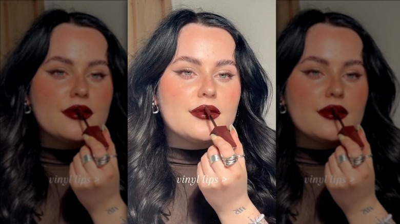 Woman with vinyl lips