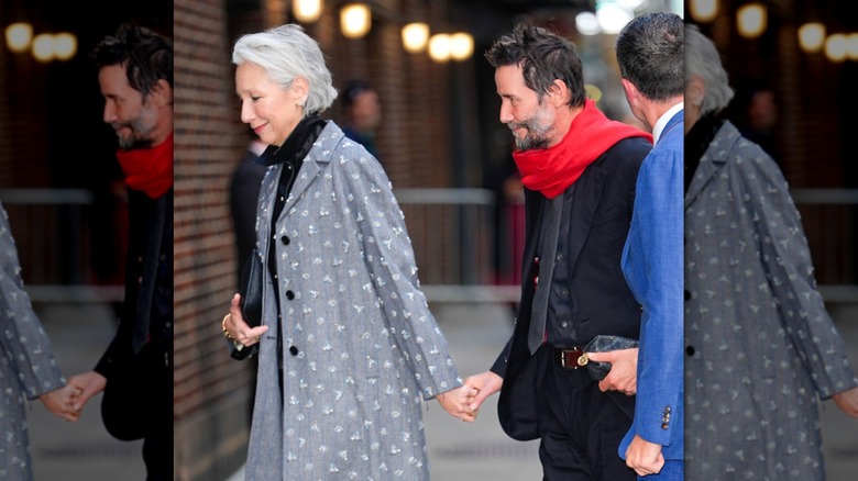 Alexandra Grant and Keanu Reeves are seen on April 06, 2026 in New York City
