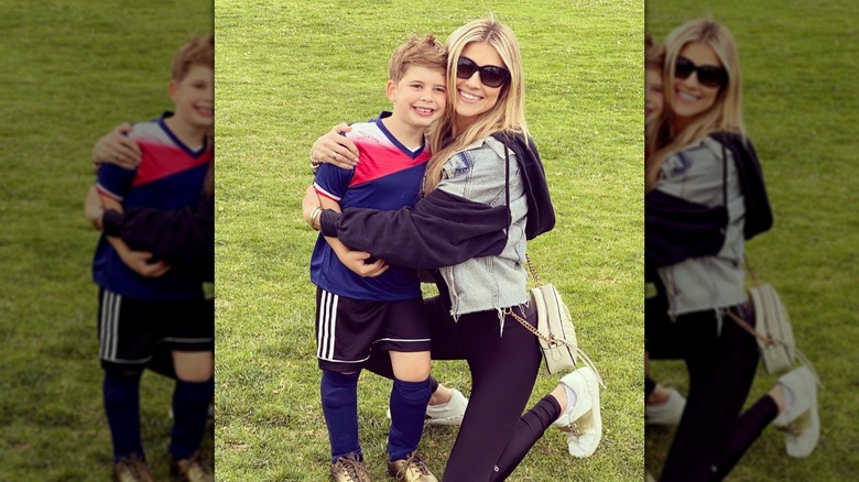 Christina Haack and son Brayden on a soccer field