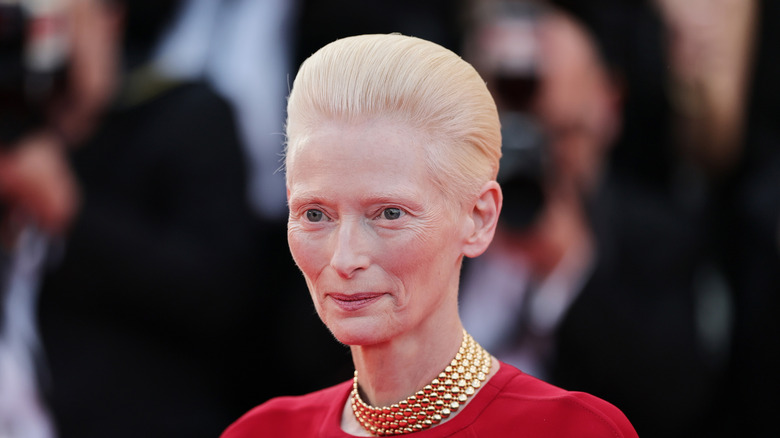 Tilda Swinton with her natural ginger hair