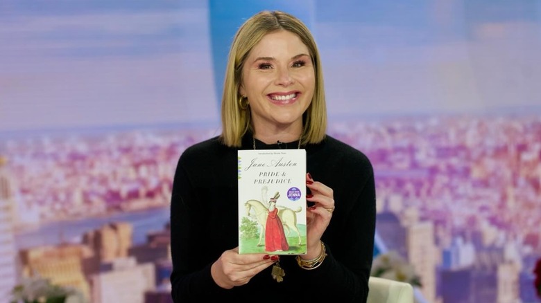 Jenna Bush Hager holding "Pride and Prejudice" by Jane Austen