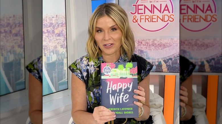 Jenna Bush Hager holding "Happy Wife" by Meredith Lavender and Kendall Shores