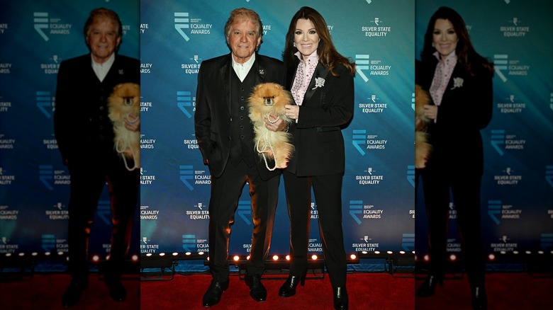 Ken Todd, Lisa Vanderpump and donut the dog posing