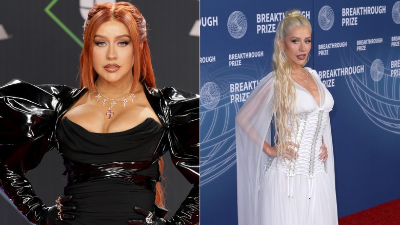 Side by side photos of Christina Aguilera