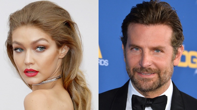 Side by side headshots of Bradley Cooper and Gigi Hadid
