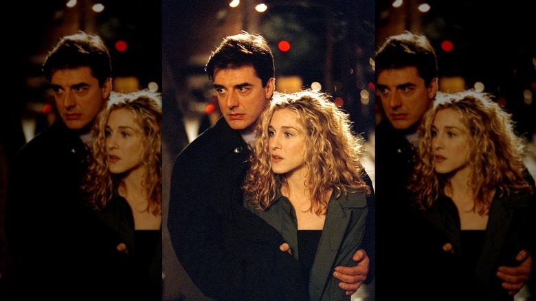 Carrie Bradshaw and Big on the SATC set in early 2000s