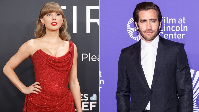 Side-by-side shots of Taylor Swift and Jake Gyllenhaal on the red carpet