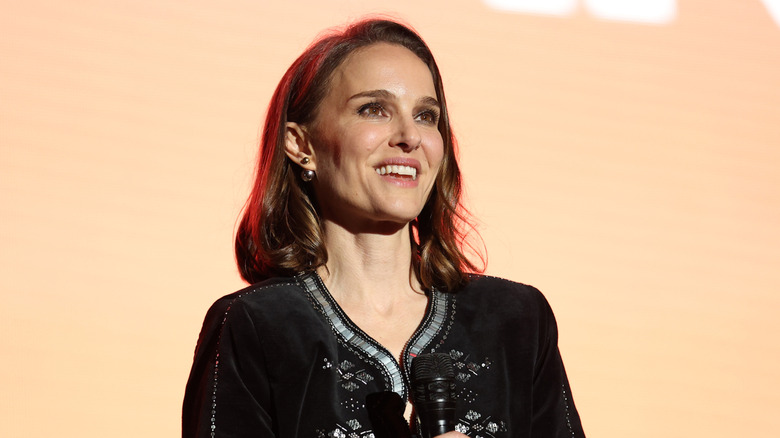 Natalie Portman speaking on a panel