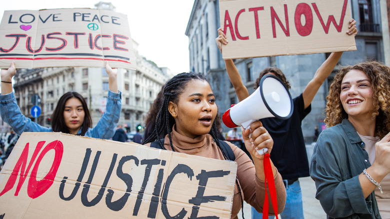 Women attending a protest