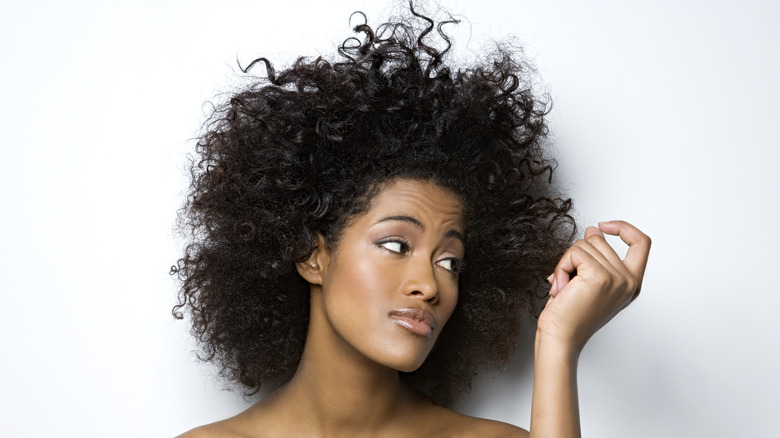 Woman with curly hair