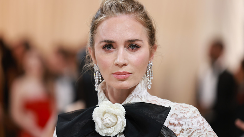 Emily Blunt wears a rosette dress to the Met Gala