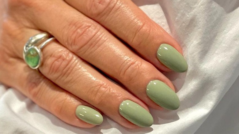 Sage green manicure