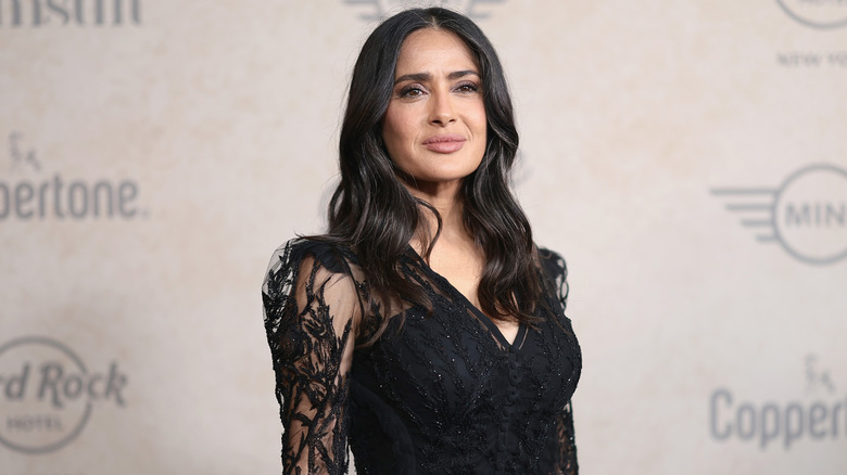 Salma Hayek smiles on the red carpet in 2025
