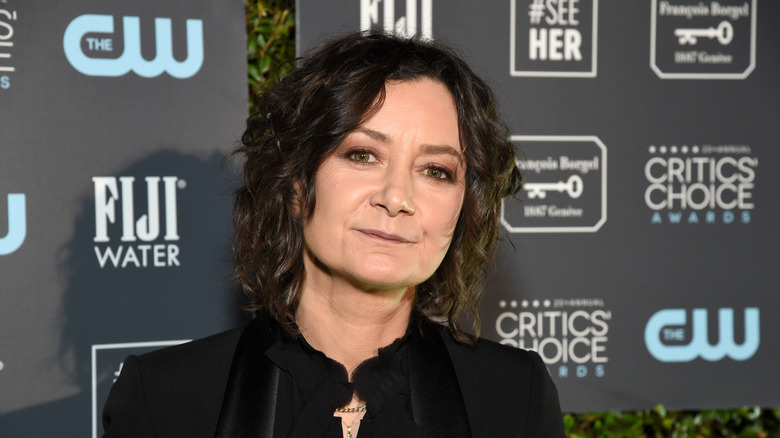 Sara Gilbert smiles on the red carpet in 2020