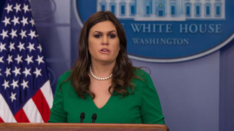 Sarah Huckabee Sanders speaks at the White House