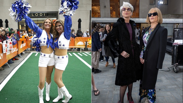Savannah Guthrie and Jenna Bush Hager dressed as cheerleaders and as Anna Wintour and Miranda Priestly for Halloween