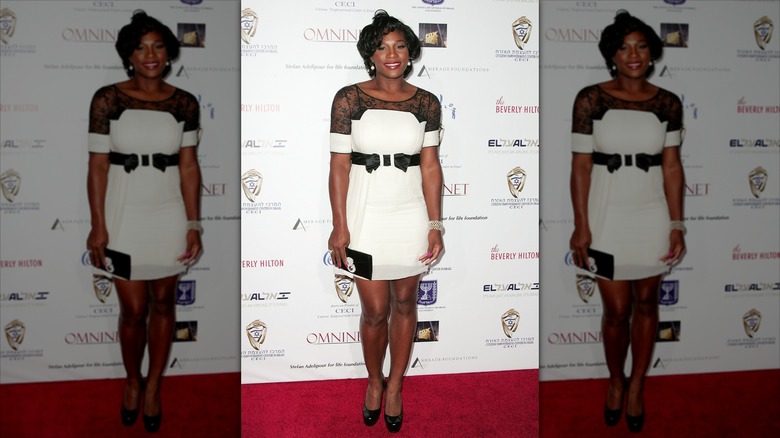 Serena Williams in a black and white dress
