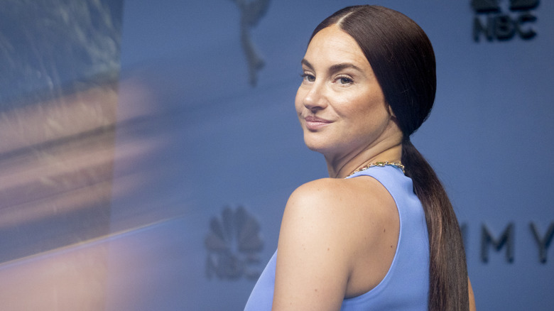 Shailene Woodley looking over her shoulder at the 78th Emmy Awards