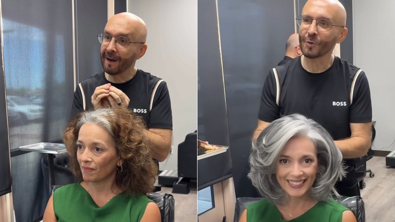 Jack Martin with a client on Facebook going from brown to gray
