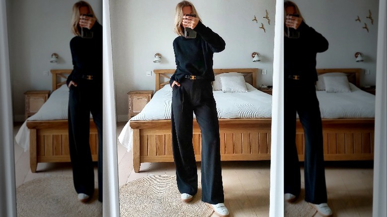 woman taking mirror selfie