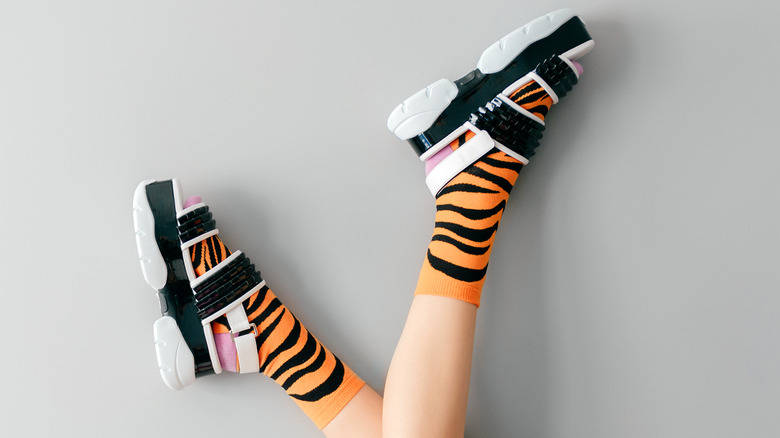 Tiger socks with sandals