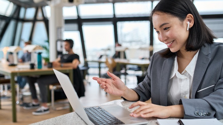 Woman happy at work
