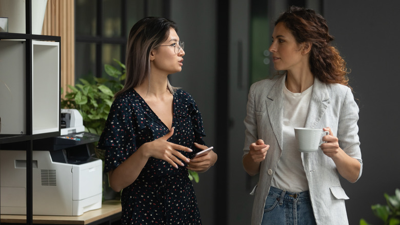 two women talking
