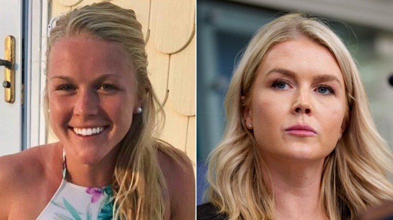 Split image of Karoline Leavitt then and now