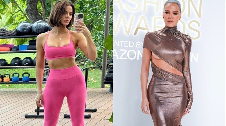 Khloe Kardashian workout photo vs. red carpet look