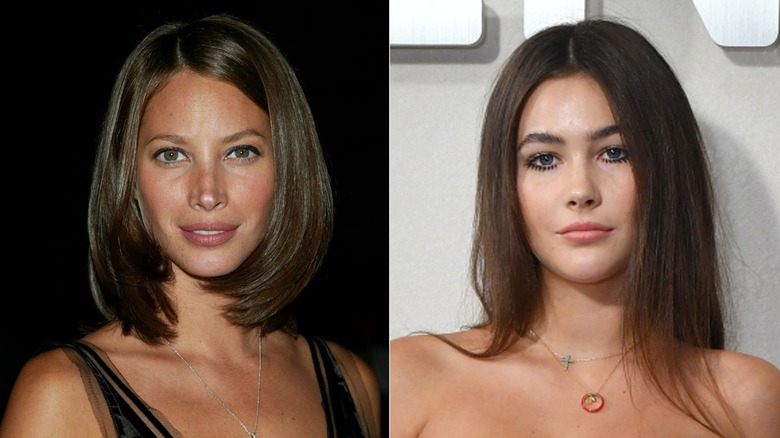 Side by side photos of Christy Turlington and Grace Burns