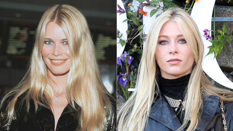Side by side pics of Claudia Schiffer and Clementine Vaughn