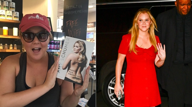 Amy Schumer on Instagram holding her book and later walking in New York in 2025