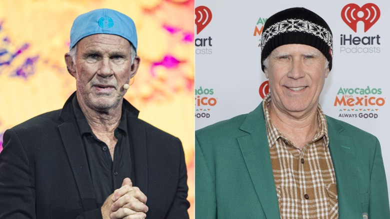 Side-by-side photos of Chad Smith and Will Ferrell wearing hats
