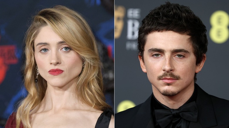 Natalia Dyer and Timothée Chalamet on the red carpet