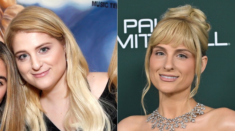 Side-by-side photos of Meghan Trainor before and after her weight loss