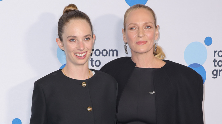 Maya Hawke and Uma Thurman smiling