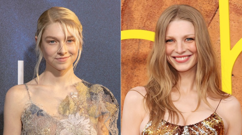 Side-by-side photos of Hunter Schafer at the 2019 "Euphoria" Season 1 premiere and the 2026 "Euphoria" Season 3 premiere