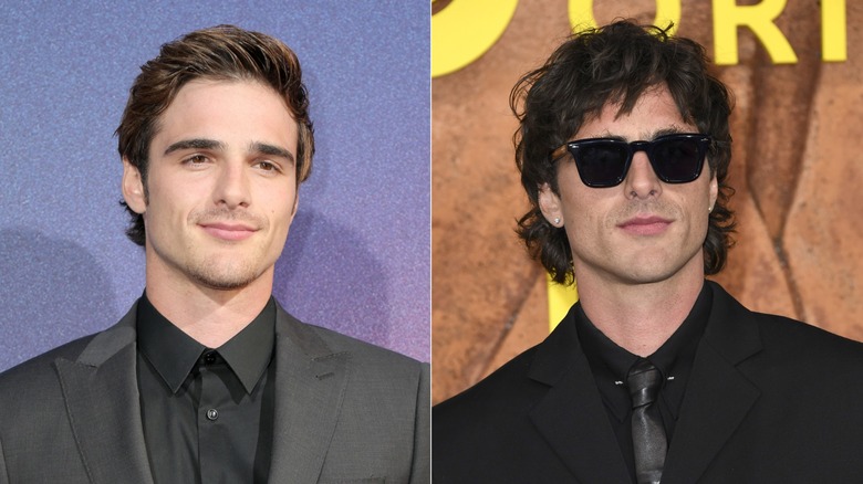 Side-by-side photos of Jacob Elordi at the 2019 "Euphoria" Season 1 premiere and the 2026 "Euphoria" Season 3 premiere