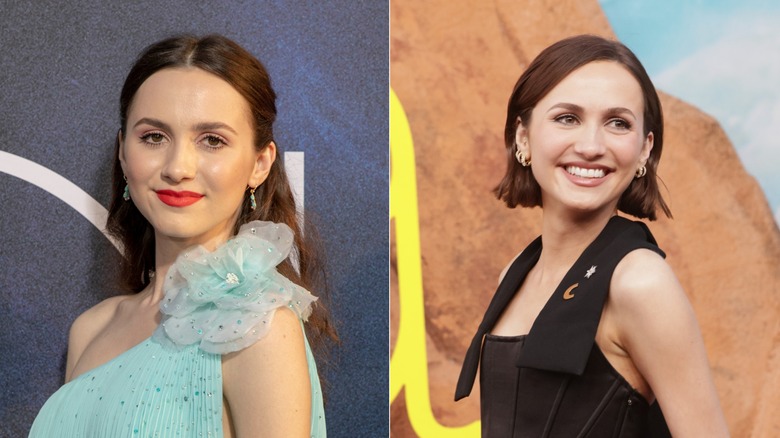 Side-by-side photos of Maude Apatow at the 2019 "Euphoria" Season 1 premiere and the 2026 "Euphoria" Season 3 premiere
