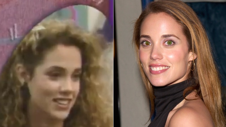side by side pics of Elizabeth Berkeley smiling