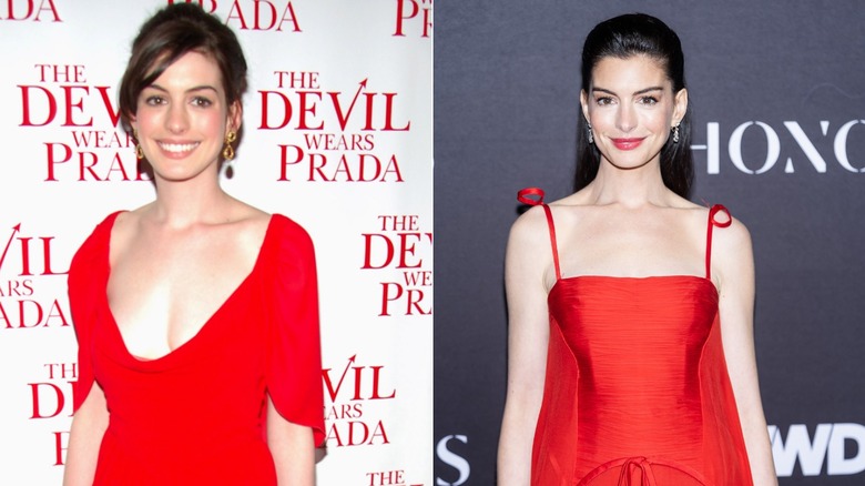 Anne Hathaway in 2006 and 2025