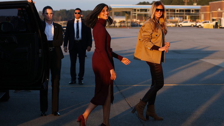 melania trump and usha vanceat Albert J. Ellis Airport on November 19, 2025