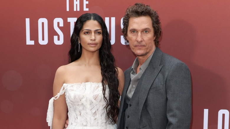 Camila Alves McConaughey and Matthew McConaughey looking serious on the red carpet