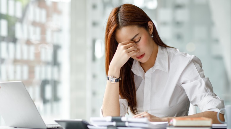 Stressed at desk