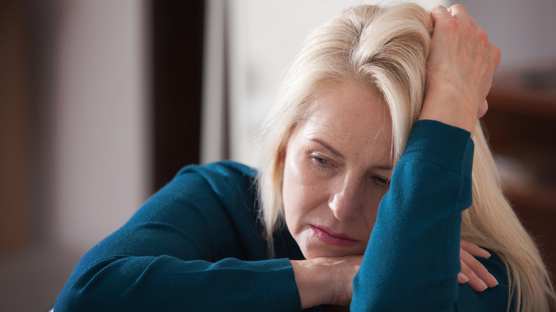 A woman looking distraught