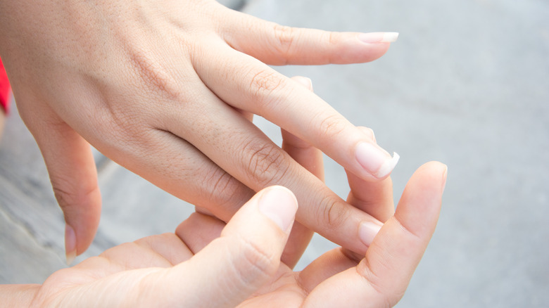 Close up of broken nail