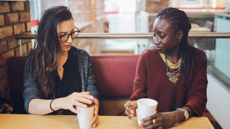 Two women talking