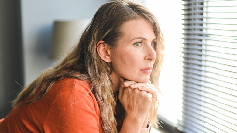 A woman thinking